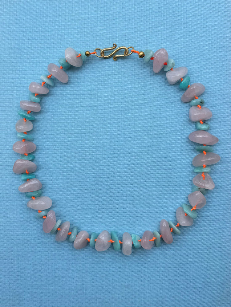 Collier "Crystal Jelly" Quartz rose