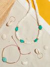 Bracelet "Bimini" Turquoise & cordon Terracotta