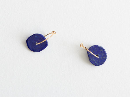 Mini Créoles "Disque" en Lapis Lazuli