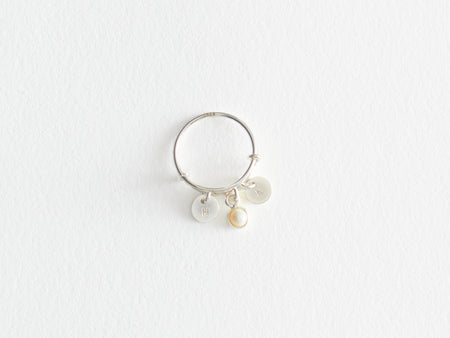 Bague "Mini Médailles" rondes argent et charm précieux - Perle naturelle