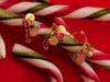 Bague "Mini Médailles" rondes en or laminé et charm précieux - Agate Framboise