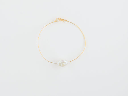 Bracelet fil d'or "perle d'eau douce baroque" blanche